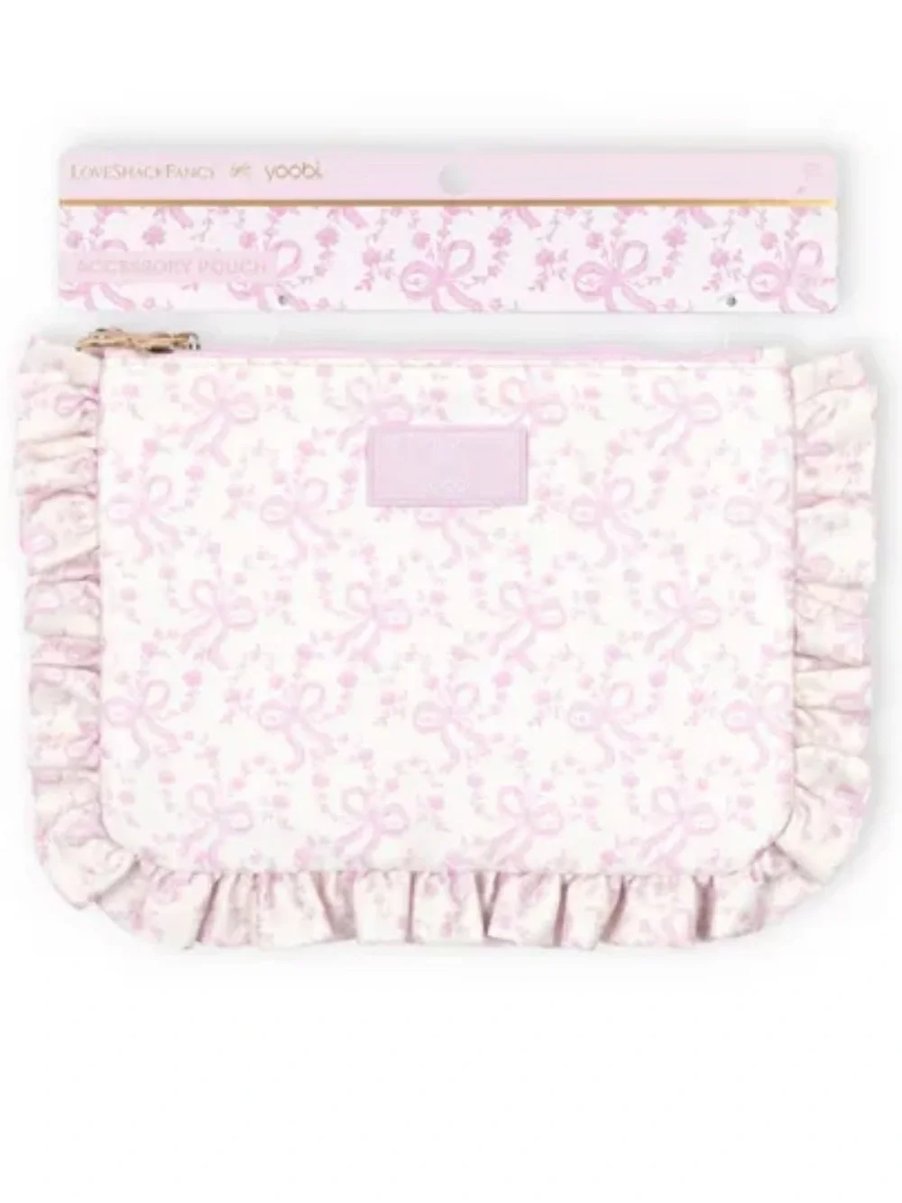 NWT LoveShackFancy x Target -Pink Coquette Bow Pouch /Clutch w Ruffles